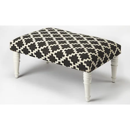 Lucinda Black & White Upholstered Cocktail Ottoman